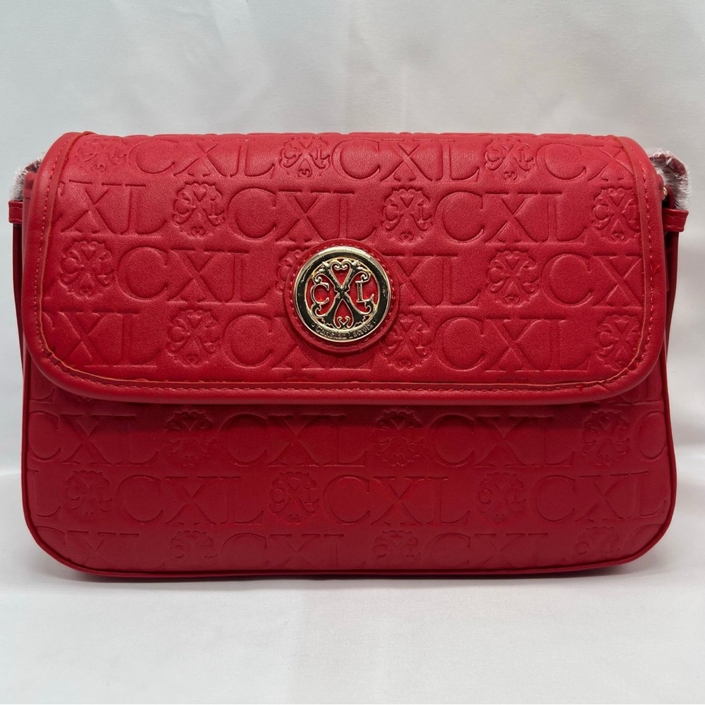 Christian Lacroix Clara red Embossed Logo Shoulder Bag